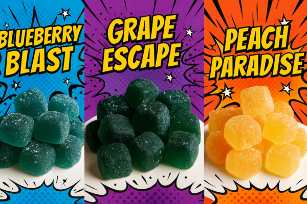 Blueberry Blast, Grape Escape and Peach Paradise 5mg Delta 9 Cannabis